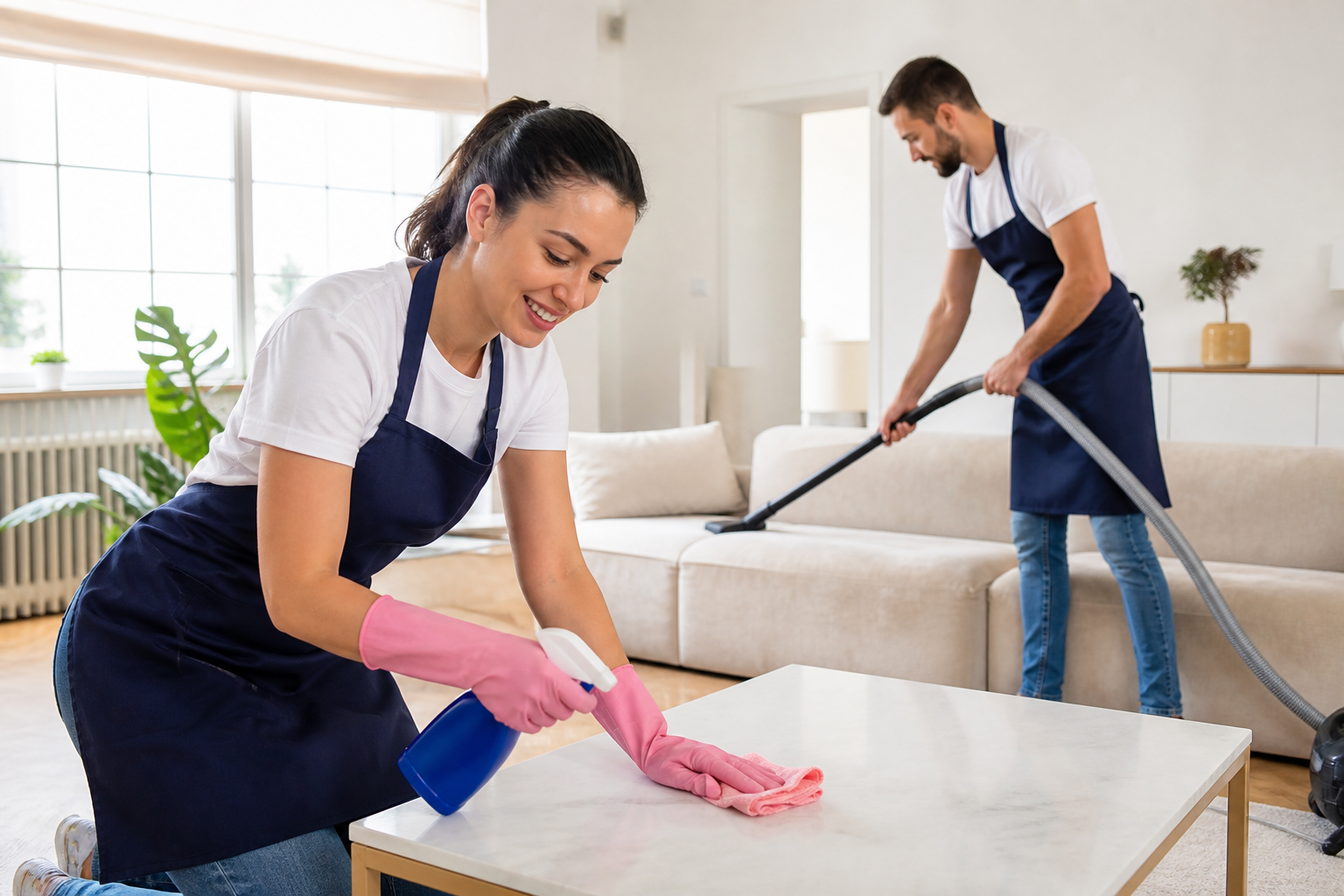 RM & Zee cleaners in a customer home