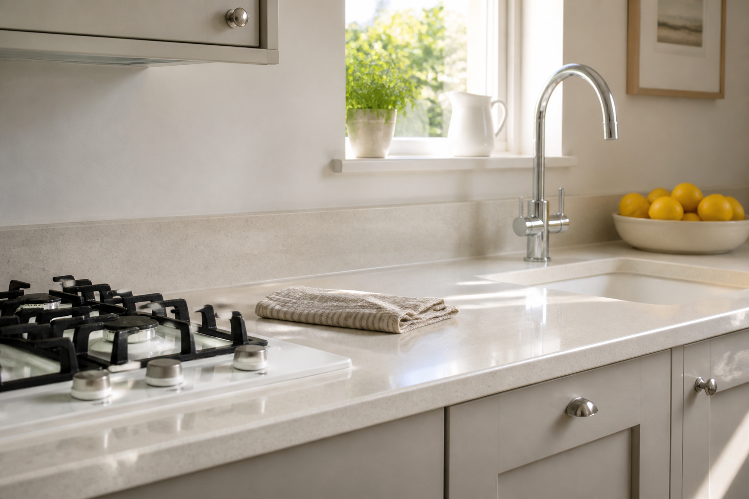 A kitchen ready for a domestic cleaning visit